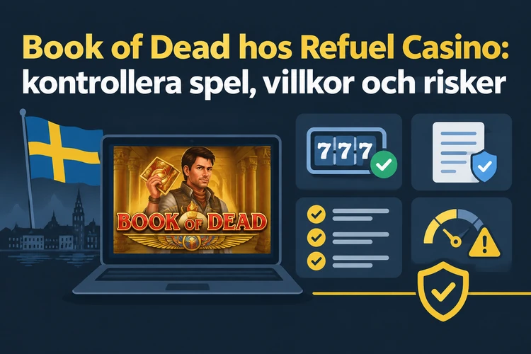 Book of Dead hos Refuel Casino: kontrollera spel, villkor och risker